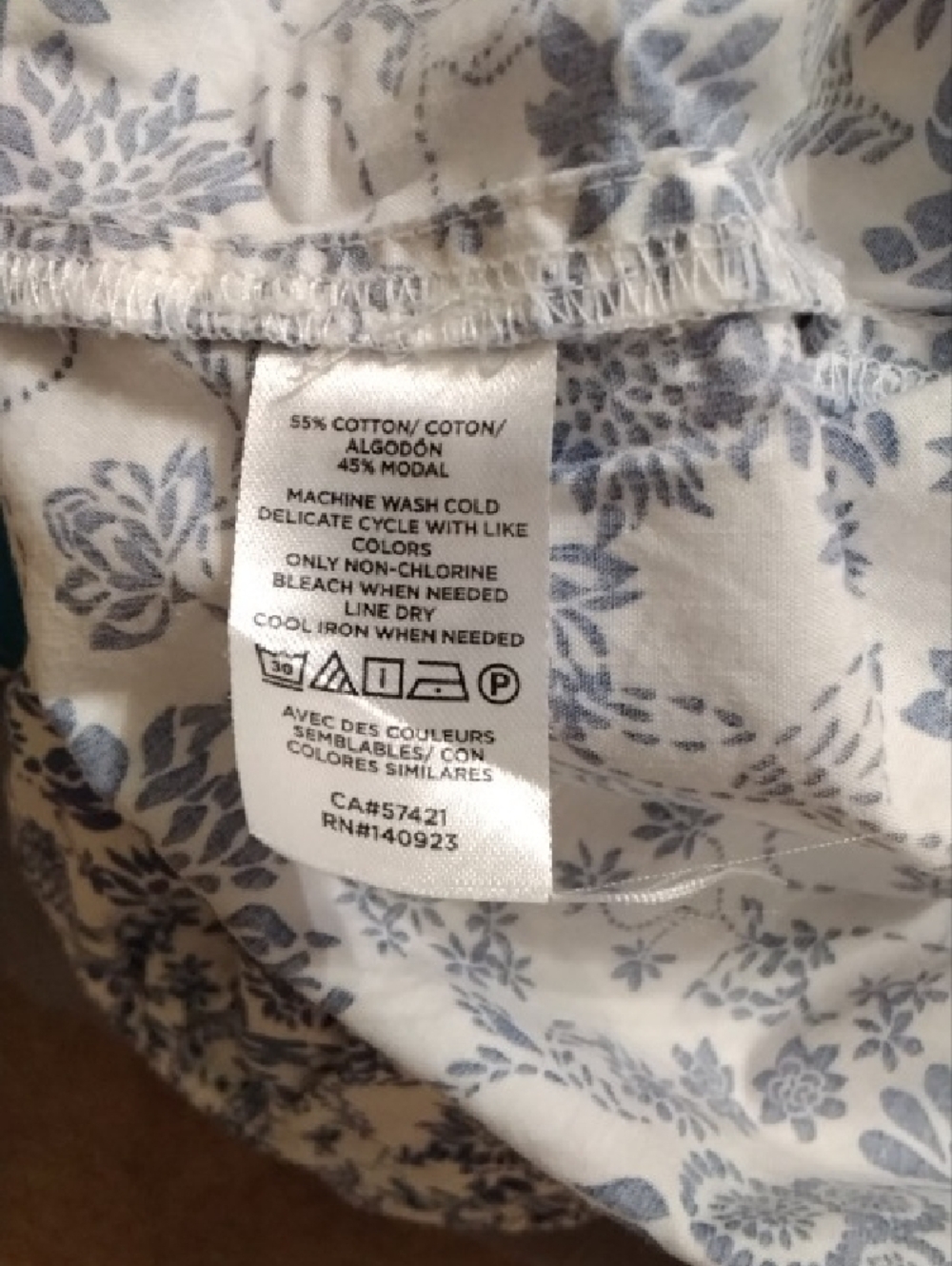 LOFT White Peasant Top with Blue Floral Print - Picture 6 of 7